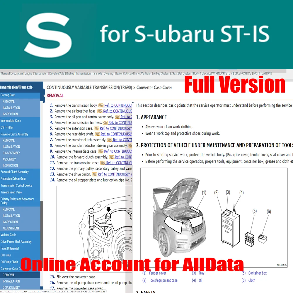 For Su-baru S-TIS 1-month Software Online Account Full Version Alldata Upgraded Workshop Car Repair Manual Wiring Diagram Deluxe