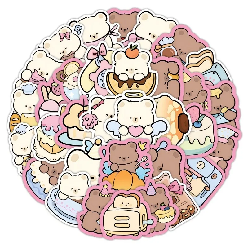 50 шт., милые мультяшные корейские наклейки с изображением медведя, граффити для велосипеда, ручной пенал, наклейки, аниме, Worlds Store