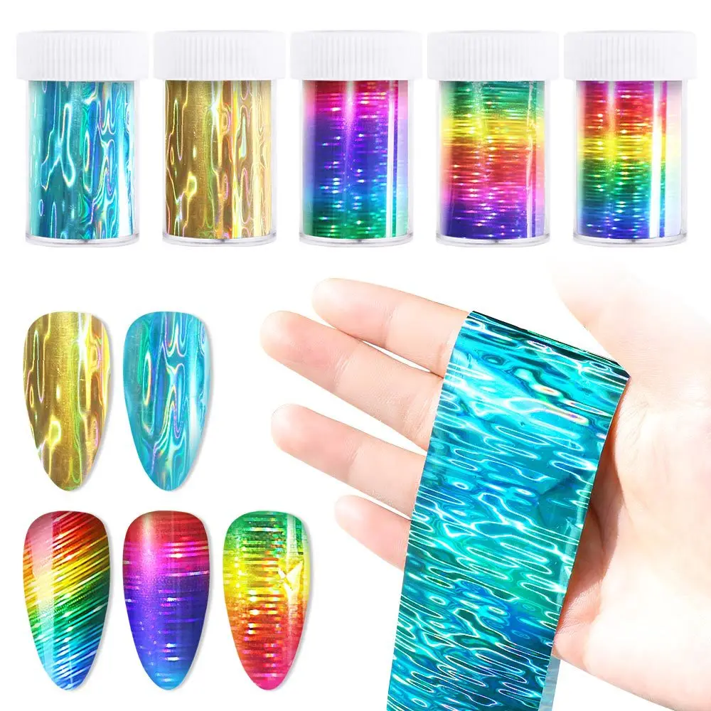 100*4cm/Roll Gradient Color Nail Foil New Year Sticker Rainbow Good Luck Holographic Nail Design Nail Art Transfer Sticker