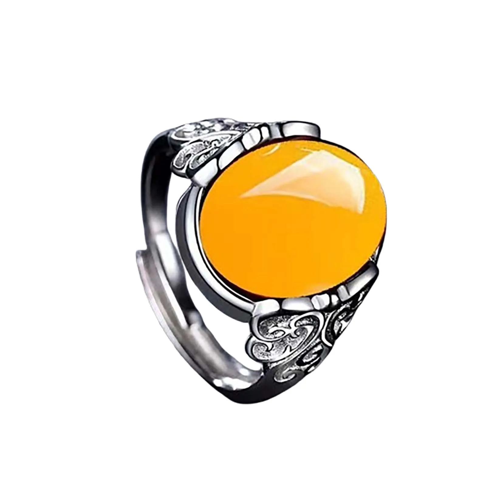 الفولاذ المقاوم للصدأ البيضاوي الحجر الطبيعي الدائري للرجال النساء فنجر مجوهرات اكسسوارات أسود أخضر عين النمر حجر خواتم #5