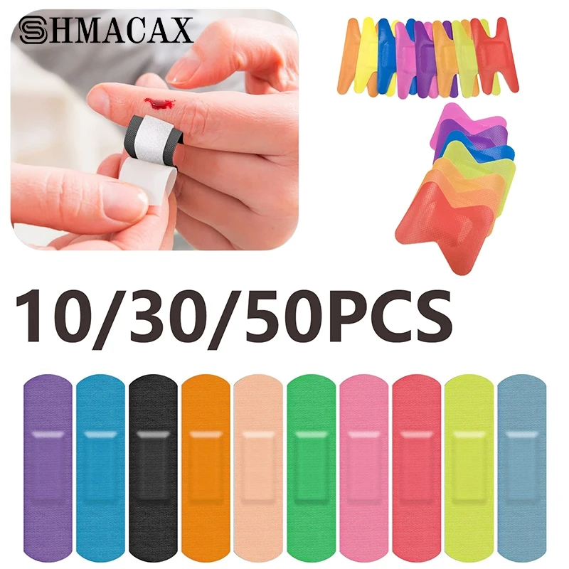 10/30/50pcs Random Candy Colored Cartoon Waterproof Wound Dressing Wound Hemostasis Foot OK Bandage Cute Bandaids Emergency