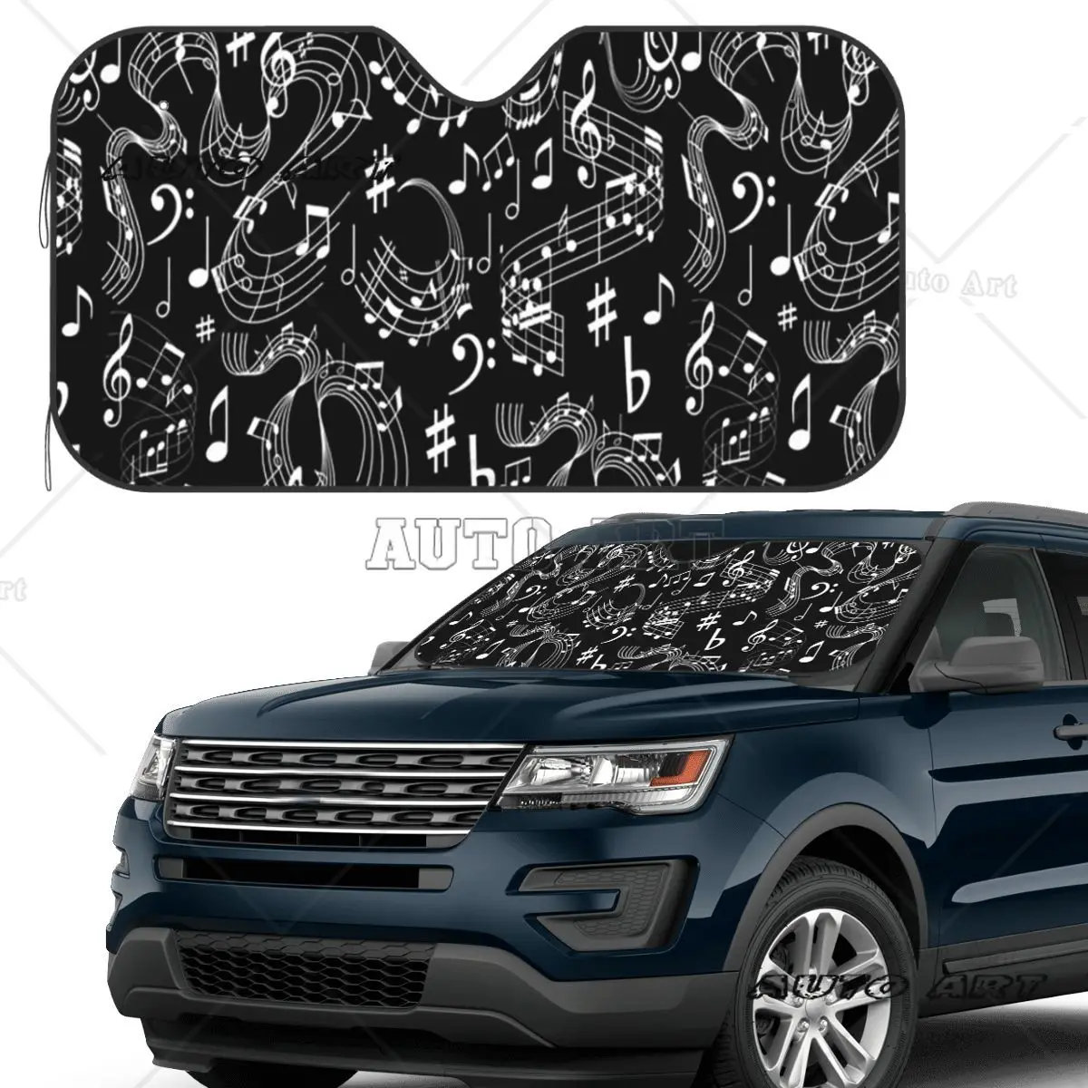 

Music Musical Notes Sunshade Windscreen Car Front Windshield Window Sun Visor Accessories Covers