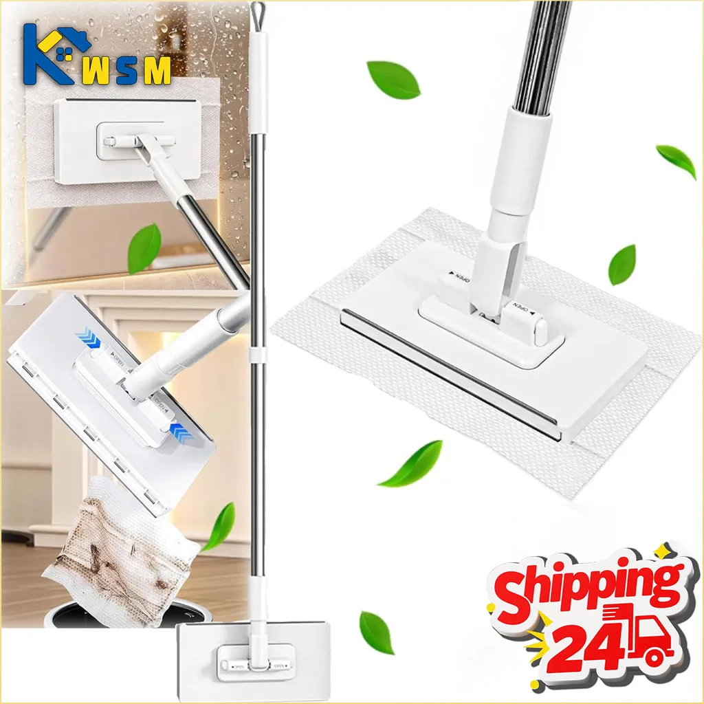 Mopa con Clip para Toallitas Húmedas Automática y Manos Libres, Soporte Desmontable de un Botón para Toallas Faciales Reutilizables, para Limpieza de Pisos