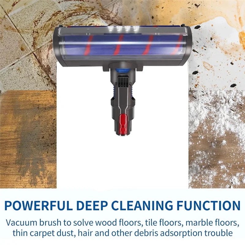 BAAO-For Dyson V15 V11 V10 V8 V7 مكنسة كهربائية فرشاة دوارة ناعمة بديلة مع ضوء الغبار لمنظف الخشب الصلب