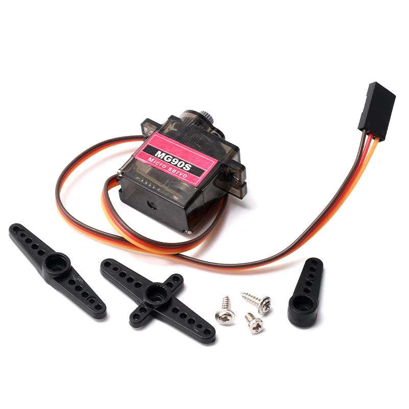 Servo de engranaje de Metal MG90S, 5/10/20 piezas, 180-360 grados, adecuado para vehículo, helicóptero, coche, camión, Buggy, Robot, avión de aire