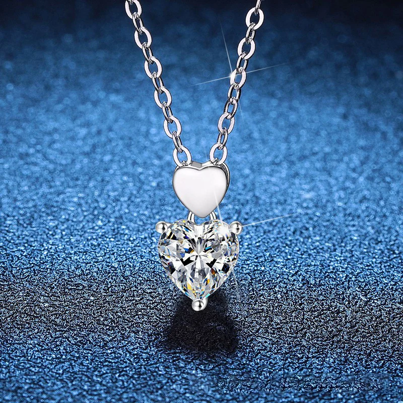 

Подвеска из муассанита PT950, инкрустированная платиной 1 карат, бриллиантовое ожерелье в форме сердца, женская цепочка на ключицу, отпечаток PT950