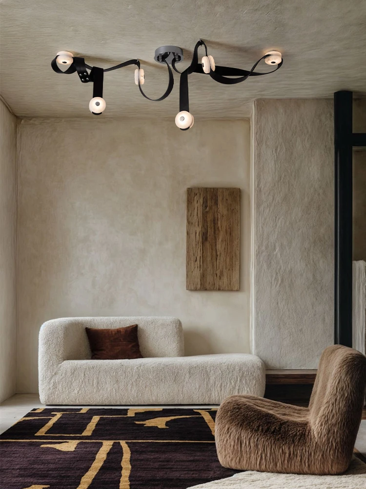 

Brown Long Leather Strap Marble Design Dimmable LED 2025 Chandelier Suspension Luminaire Lampen Hanging Lamps For Foyer Bedroom