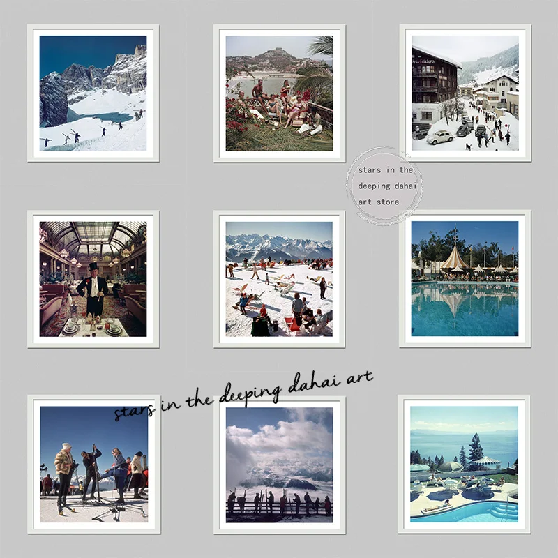 Retro Slim Aarons Luxury Life Photography High Society Skiing Swimming Art Poster Canvas Painting Wall Prints Picture Home Decor