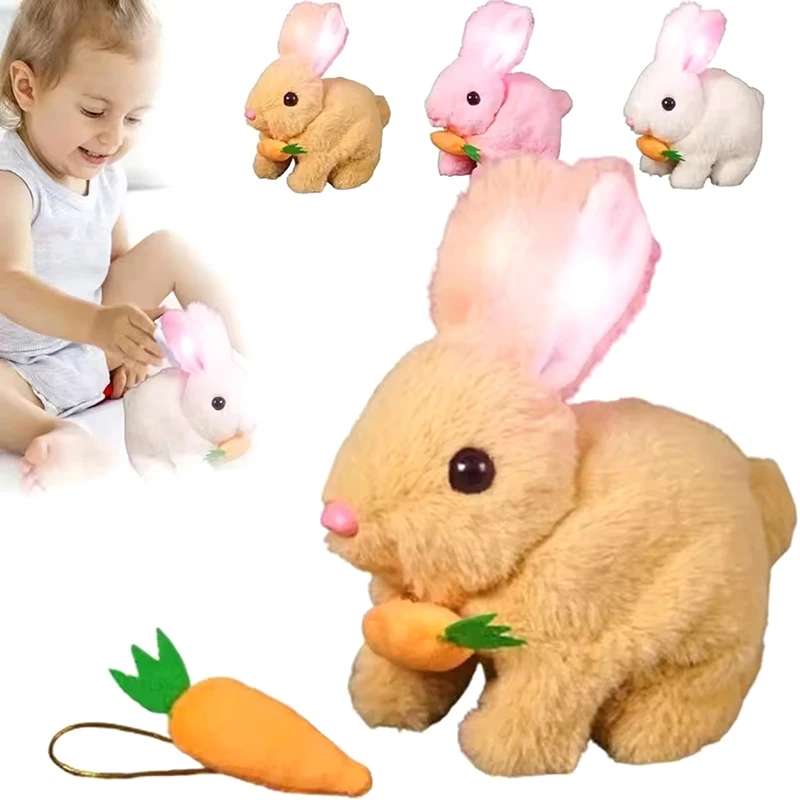 

Simulation Electric Rabbit Pet PlushToy Solid Color Plush Electric Rabbit Can Walk And Nod Animal Doll Toy Battery Model