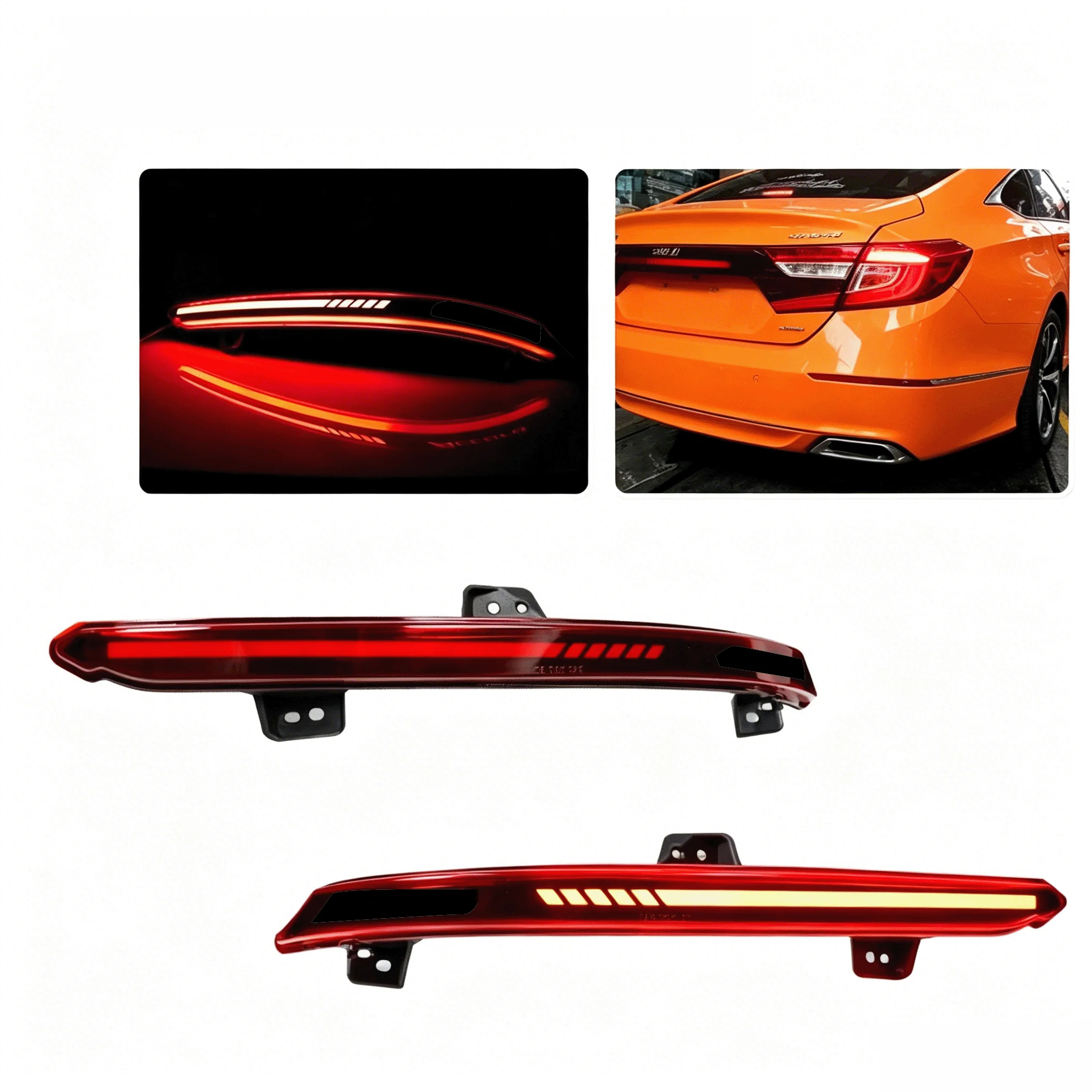 

For Honda Accord 2018 2019 2020 2021 2022 23 Brake Driving Lamp W/ Yellow Dynamic Turn LED Rear Bumper Reflector Tail Light