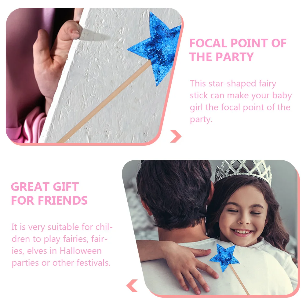 

Fairy Wand Props for Baby Girl Halloween Party Toy Star Shaped Sticks Gifts Kids Safe Wooden Cloth Material Beautiful