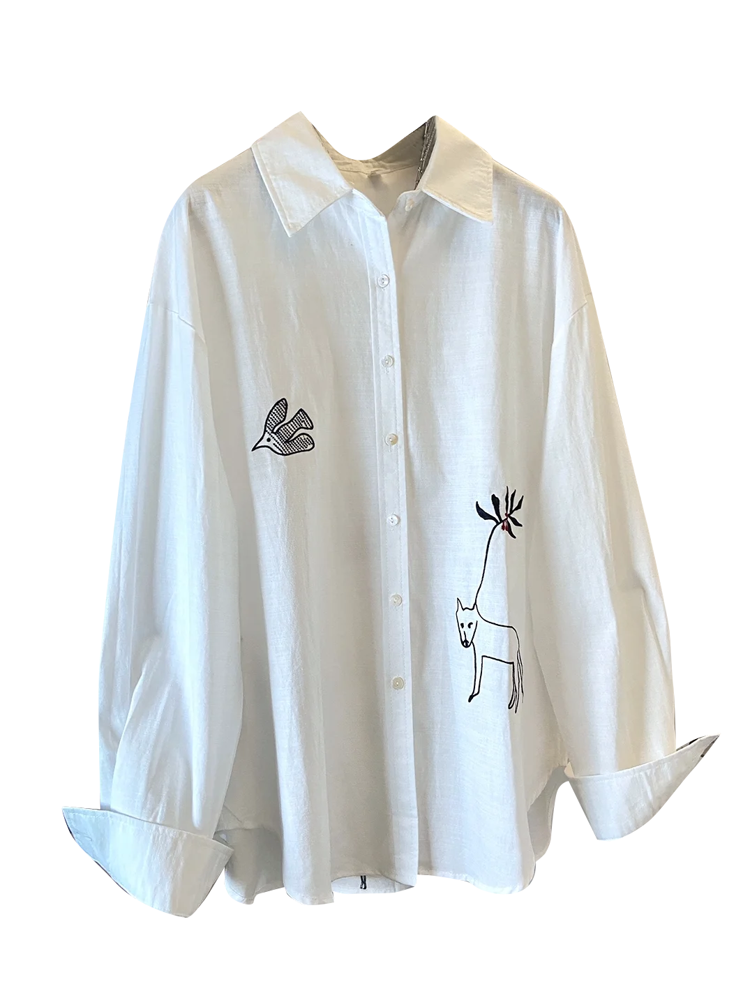 Elegant Embroidered White Long Sleeve Women's Shirt Summer 2026 Loose Fit Casual Loose Style Sun Protection Open Cardigan Top