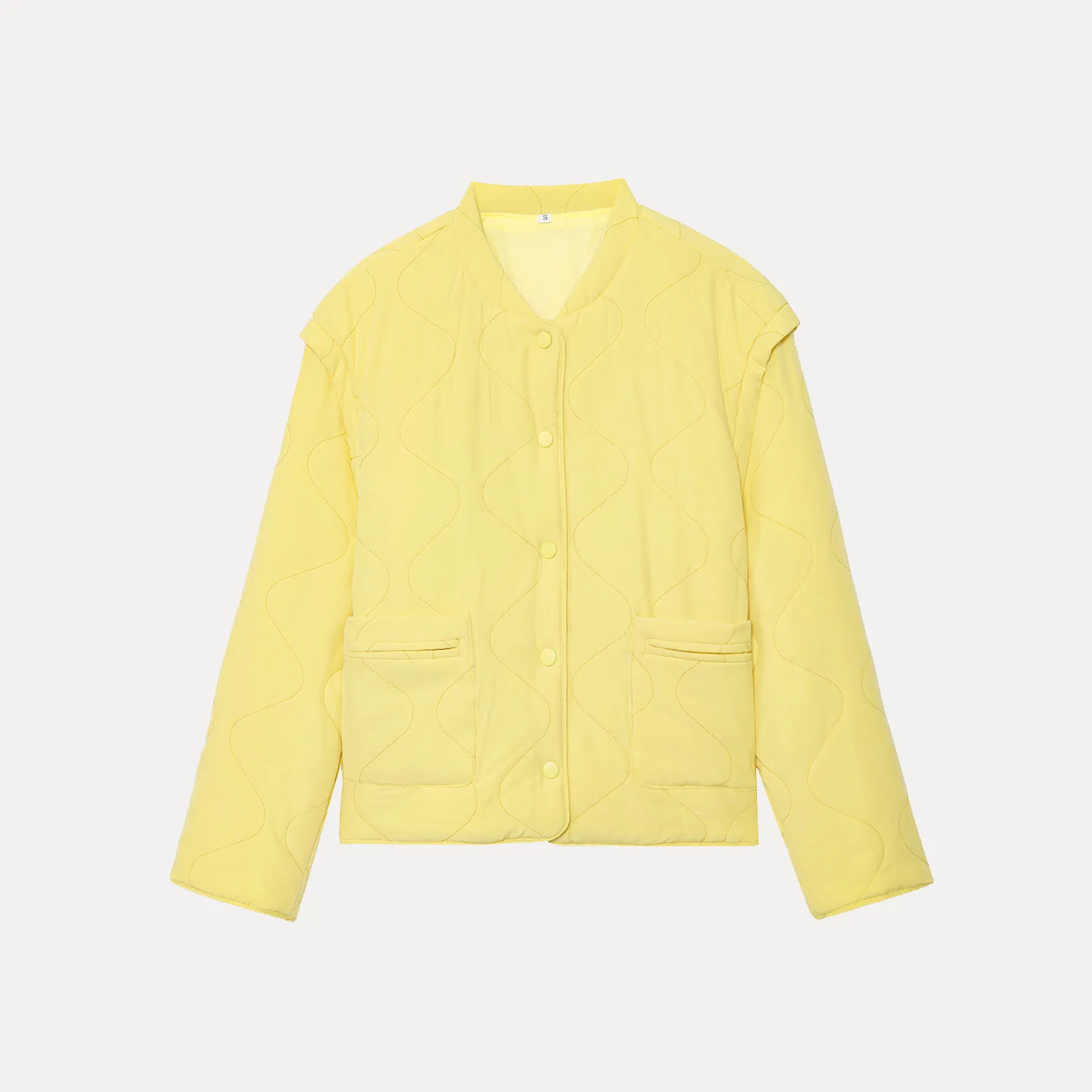 

Ele Pure Color Long Sve Loose Fit Cotton Jaet 2025 Autumn New Sle Women's Faion Personali Sewn-tough Coat