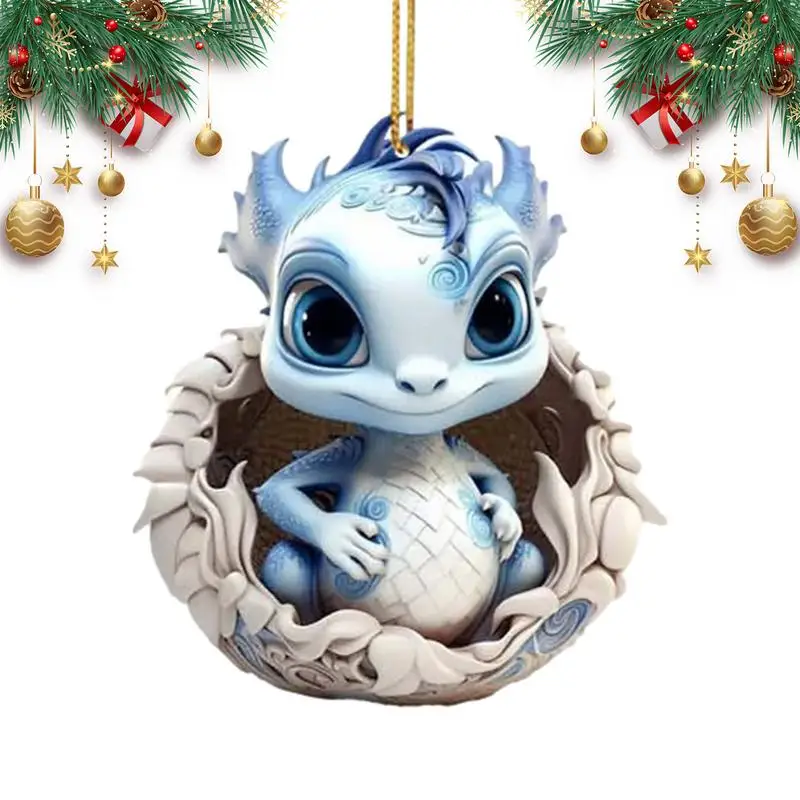 

Dragon Ornament Cute 2D Acrylic Dragon Baby Car Pendant Christmas Tree Charm Bag Keychain Bag Decoration Window Pendant Decor