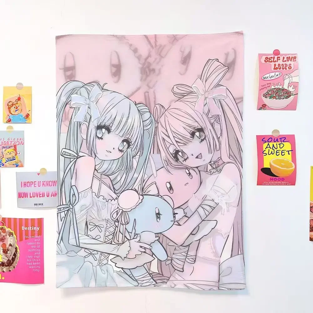 2025, neue japanische Anime-Mädchen-Druck-Party-Wandteppich, Studentenwohnheim, Nachttisch, Schlafzimmer, Dekoration, hängender Miethaus-Wandteppich