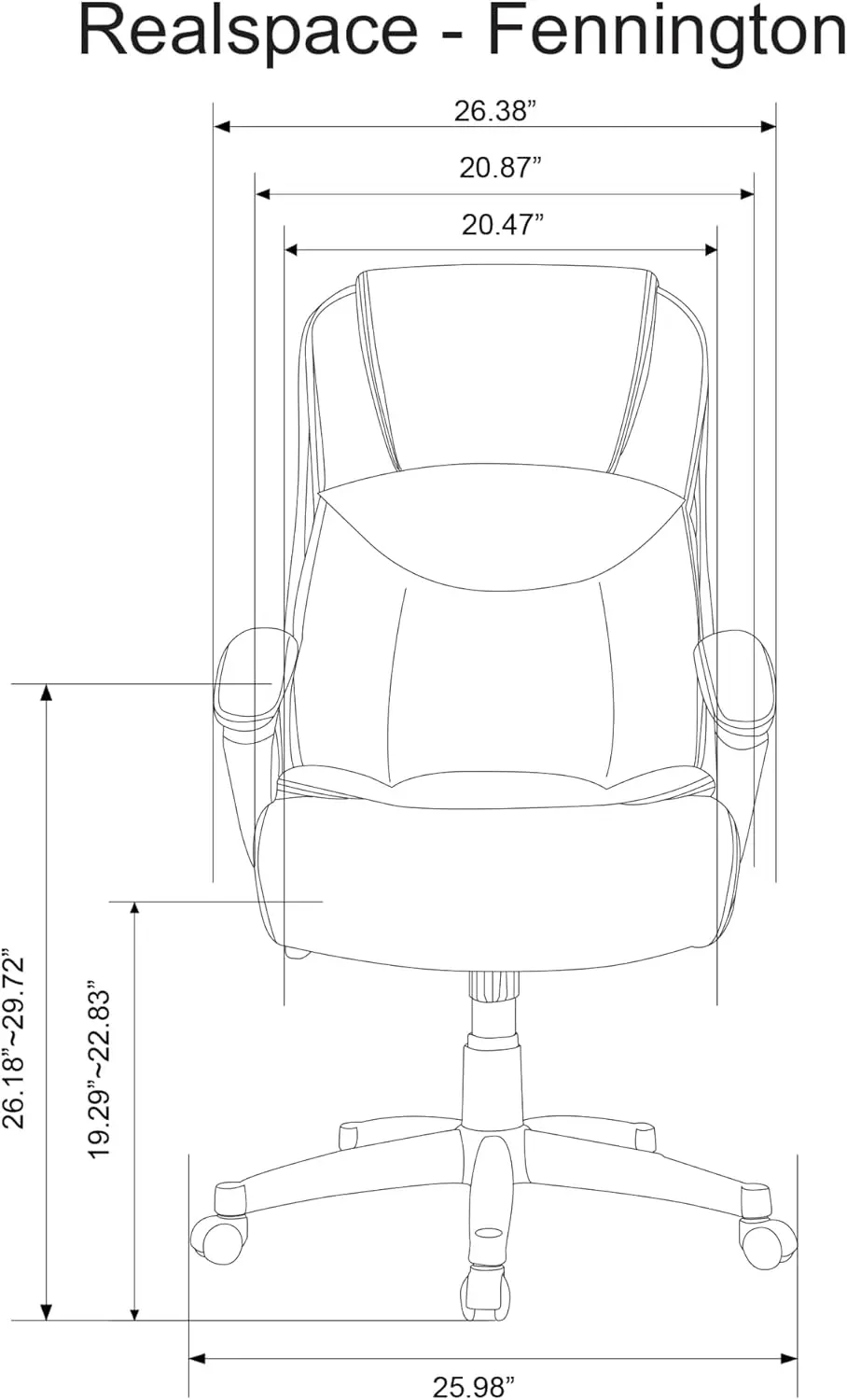 Realspace realspace®フェニントントンボンドレザーハイバックチェア、ブラウンとブラック