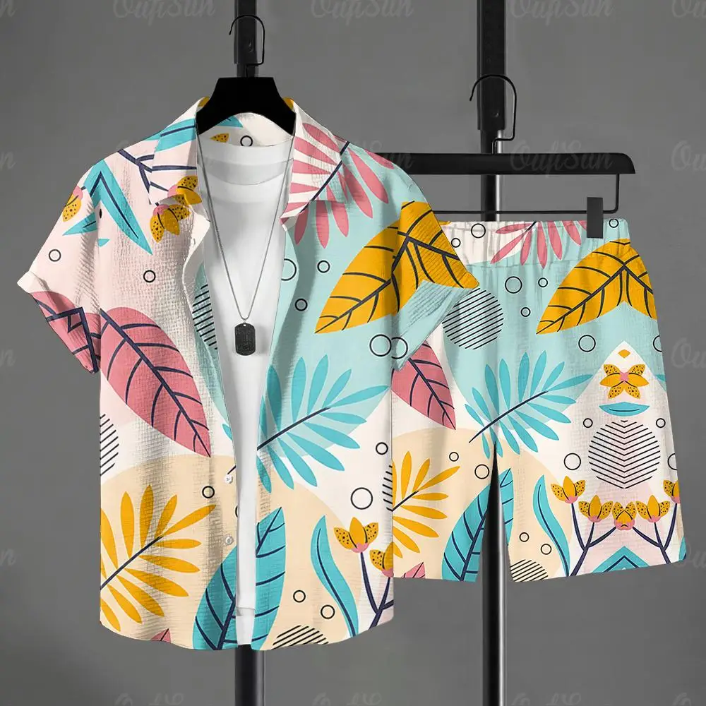 Hawaiian Shirt Style Men's Short-sleeved Shirt Summer Short-sleeved Shirt Beach Short Suit Street Casual Y2k Mens Shorts Leisure