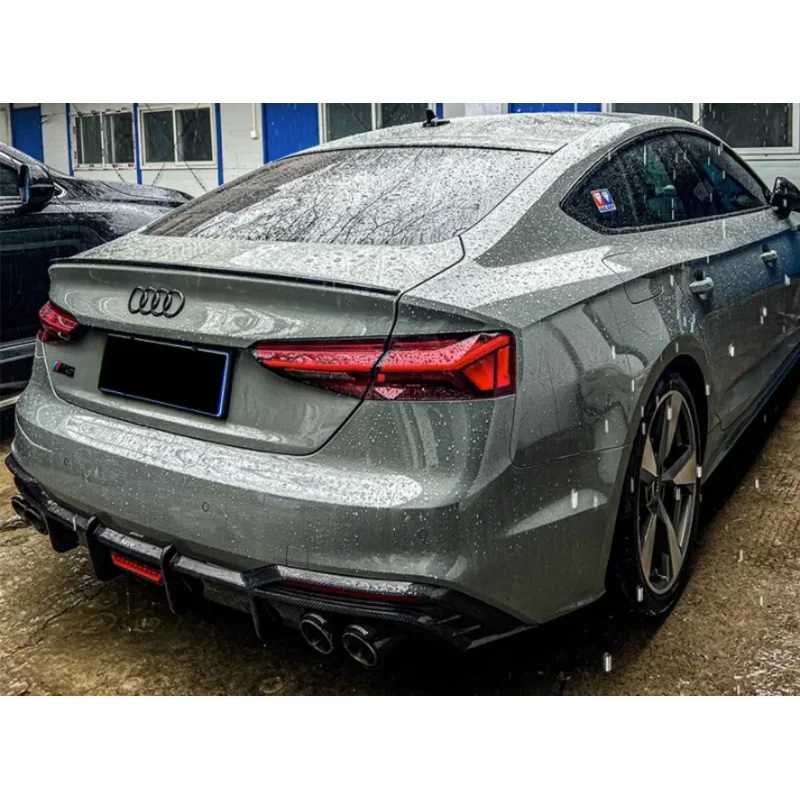 For Audi A5 S5 Sportback 2020 2021 2022 2023 Real Carbon Fiber Rear Bumper Trunk Lip Diffuser Spoiler Cover