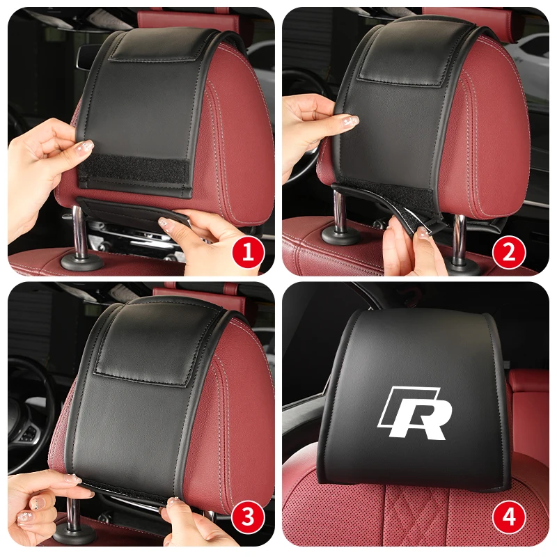 2PCS Leather Car Seat Headrest Protective Cover Accessories For Volkswagen VW Golf Polo Tiguan Passat b6 Jetta Scirocco Sagitar