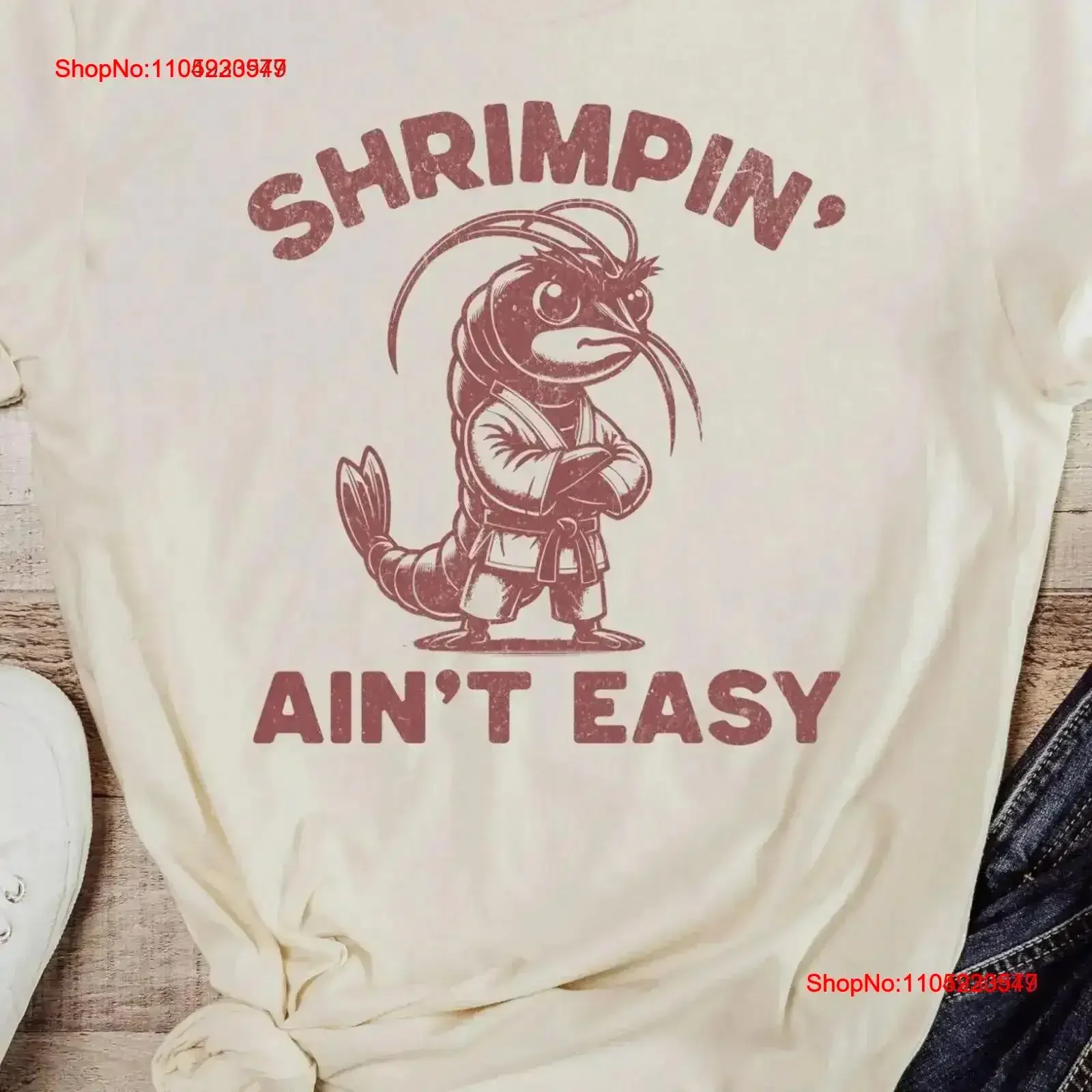 

Забавная футболка для джиу-джитсу Shrimpin' Aint Easy Martial Arts для студентов и инструкторов BJJ, винтажная стираная мода с креветками, повседневная одежда