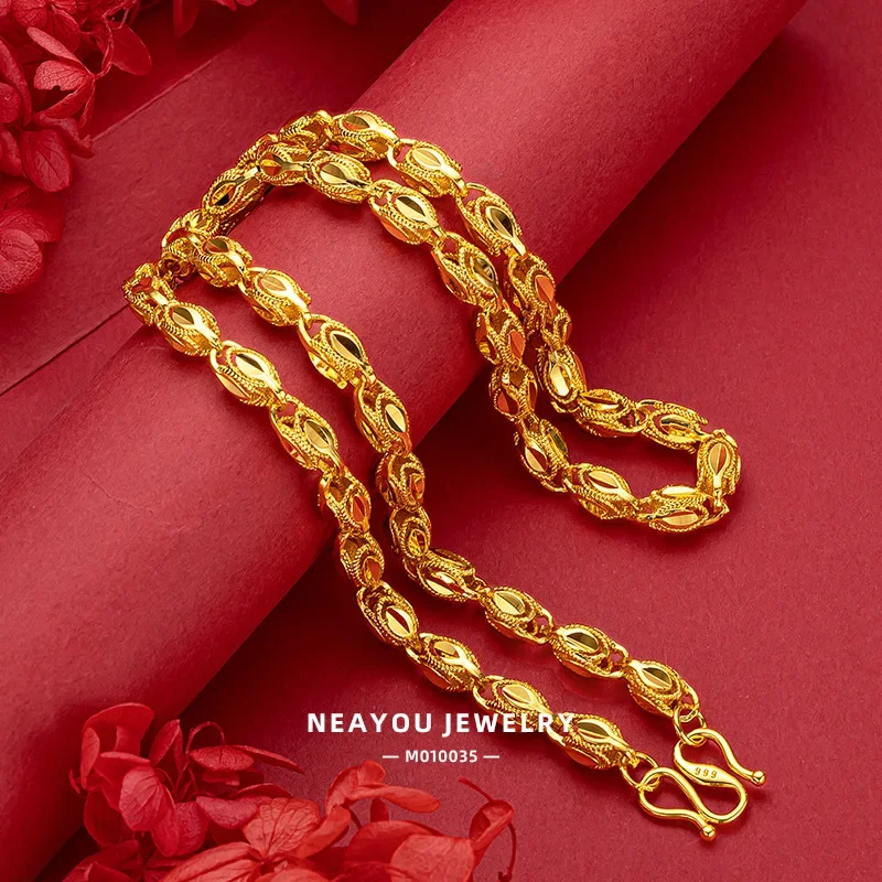 

9999 real gold 24K yellow gold Eyes necklace gold chain