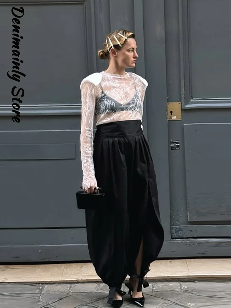 Sexy Lace See Through Shirts Women Loose O-neck Long Sleeve All-match Female Pullovers 2026 Spring Summer Lady Chic Clothes