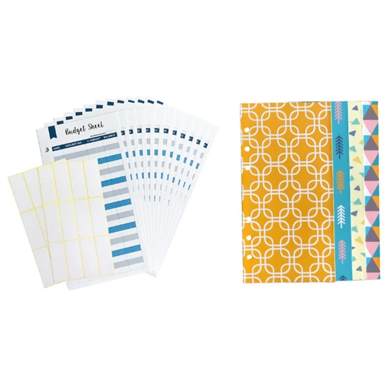 Budget Envelope Set, Creative 6-Hole Loose-Leaf Magnetic Opening Cash Envelope With Budget Sheet And Labels