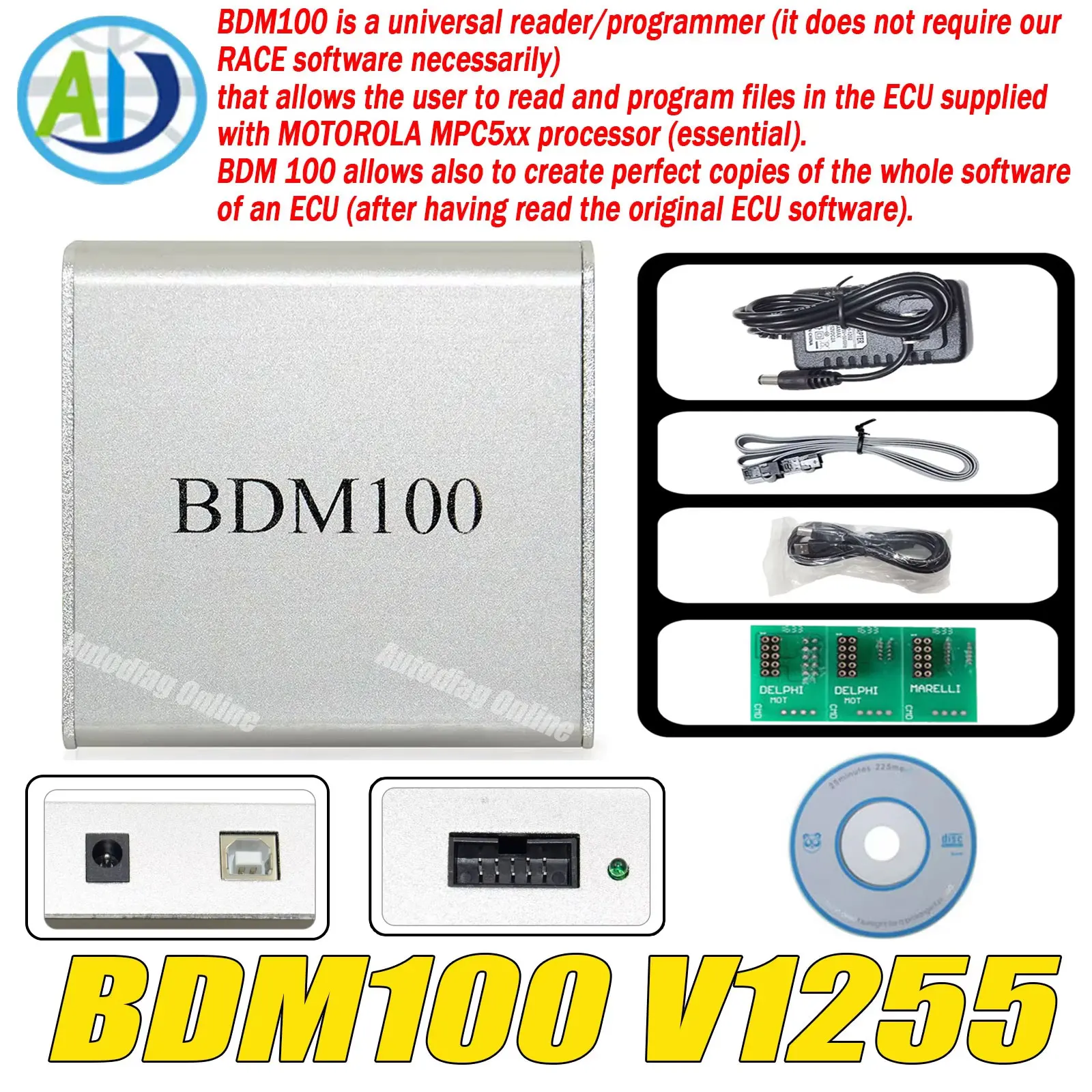 BDM100 V1255 OBD2/EOBD Diagnostic Tool OBD2 Interface ECU Flasher Chip Tuning Auto ECU Programmer Universal Car OBD2 Code Reader