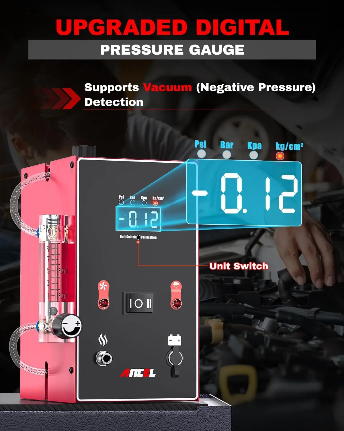 ANCEL L300 Automotive Smoke Machine Leak Tester Digital Pressure Gauge Built-in Air Pump EVAP Vacuum Leakage Diagnostic Tool