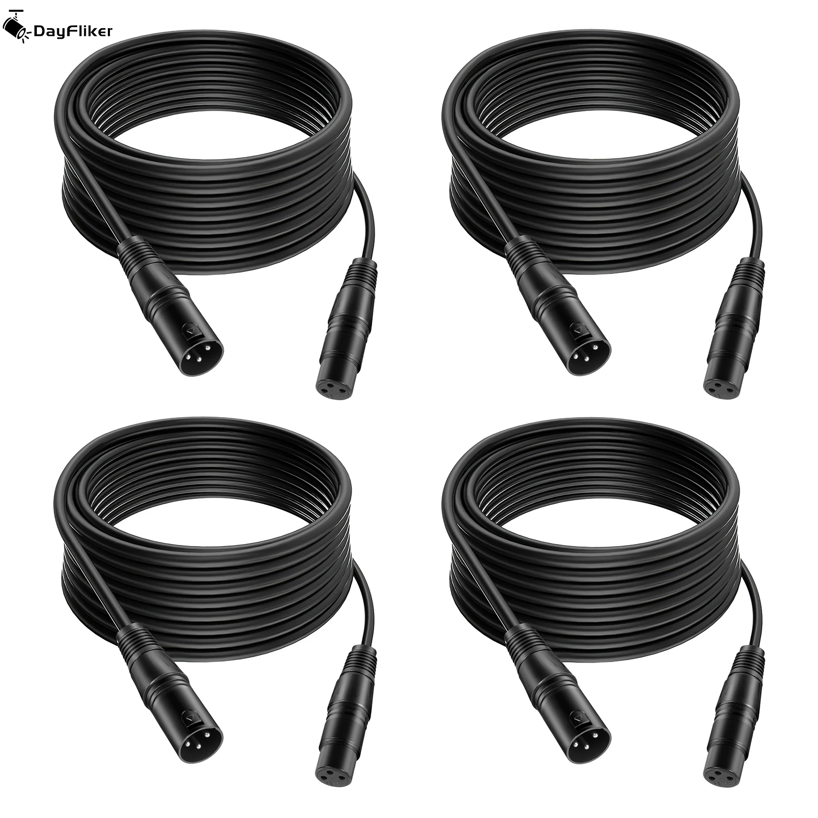 

Кабель сигнальный DayFlicker 4 шт., 3 м, DMX, для сценического освещения, с 3-контактным разъемом XLR (папа-мама), подходит для прожекторов Par Light