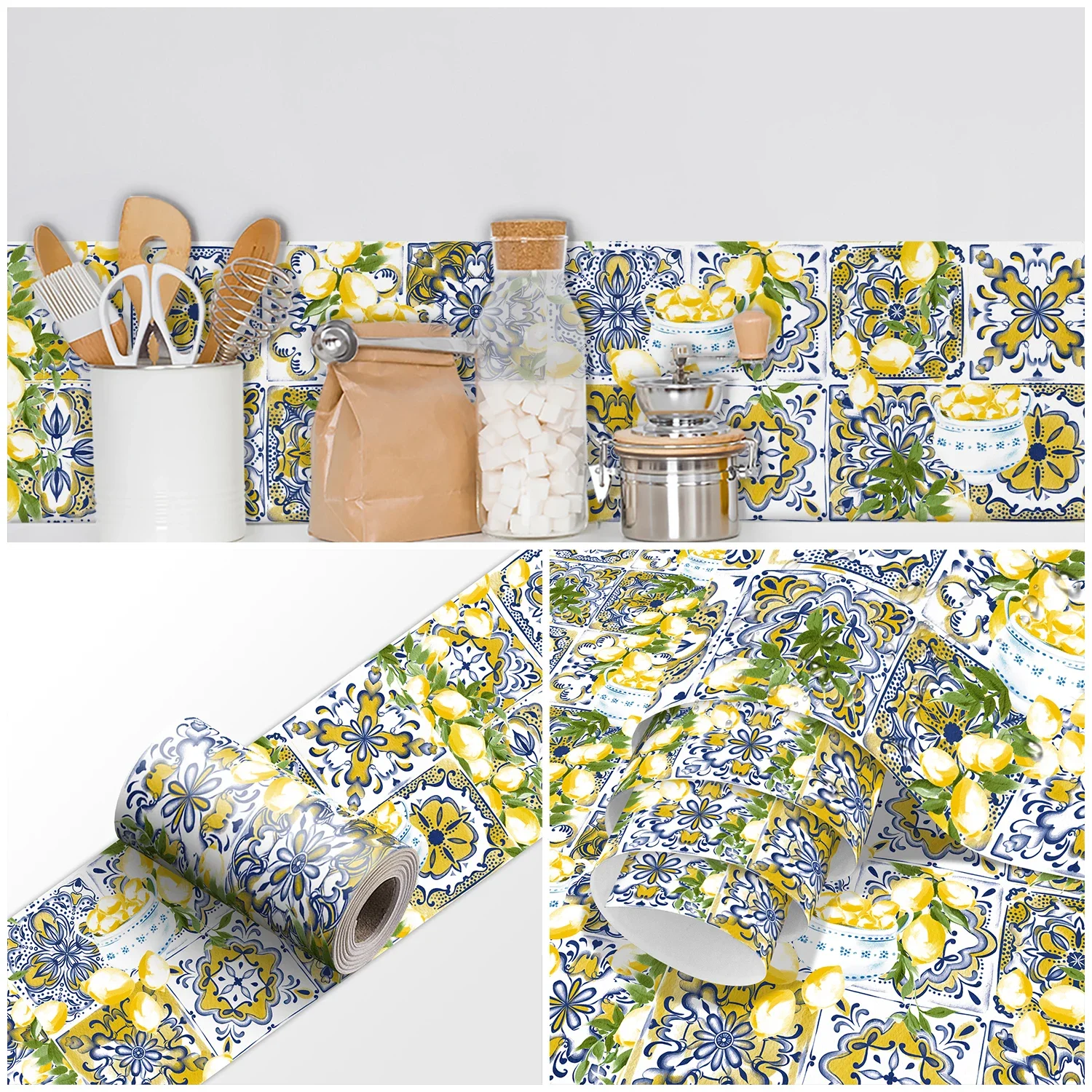 الليمون بلاط السيراميك ملصقات الحائط قشر وعصا المطبخ باكسبلاش الزخرفية الخصر التفاف قطاع خزانة الفن جدار الشارات #1