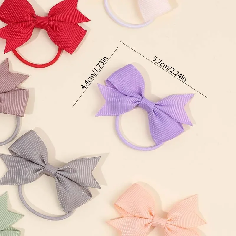 ncmama 24PCS Baby Girls Hair Bows Elastic Hair Ties Mini Grosgrain Ribbon Bow Rubber Band for Toddler Infants Hair Accessories