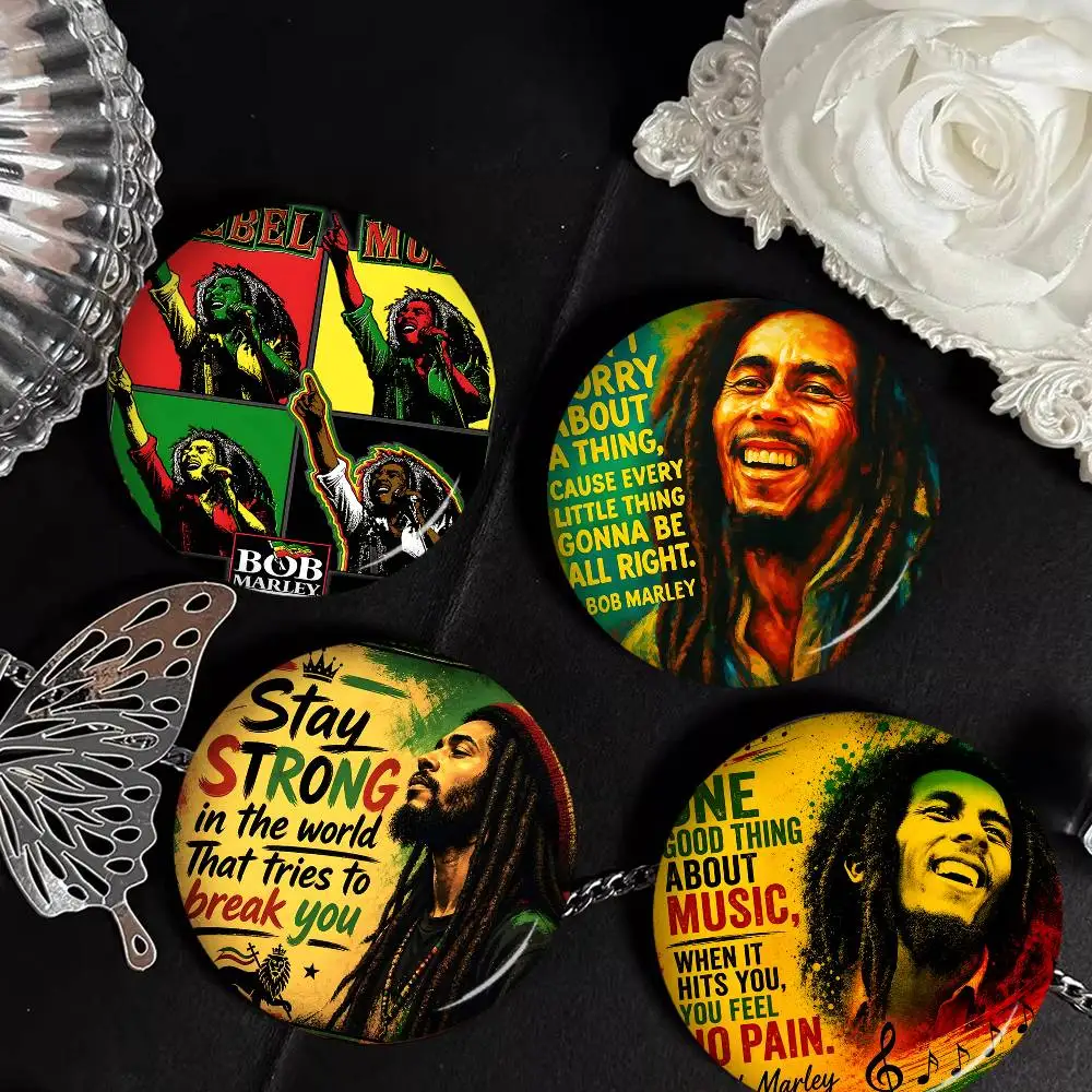 Bob Marley Reggae Music 58mm Handmade Brooch Cartoon Cosplay Badge On Backpack Jewelry Accessories Gifts
