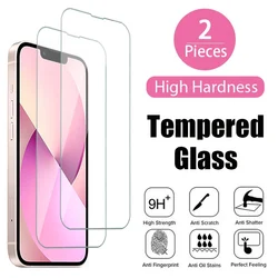 Protector de pantalla de vidrio templado para iPhone, 11, 12, 13, 14, 15 Pro, XR, X, XS Max, 12, 14, 15 Pro Max, Mini, 2 unidades