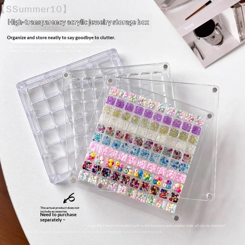 【xxx】1Pcs Acrylic Gold Transfer Pendant Compartment Collection Box 36/64/100 Grids Gold Bean Storage Box Antioxidant Display Box