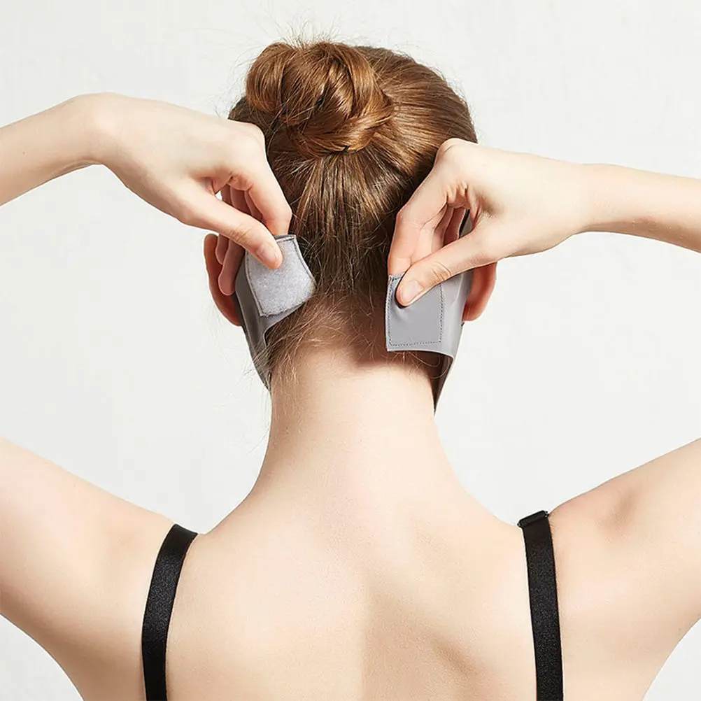 薄型フェイスマスク 通気性のある V フェイスリフティングベルト 女性用 ソフト肌に優しい引き締めサポート グレー サイズ L