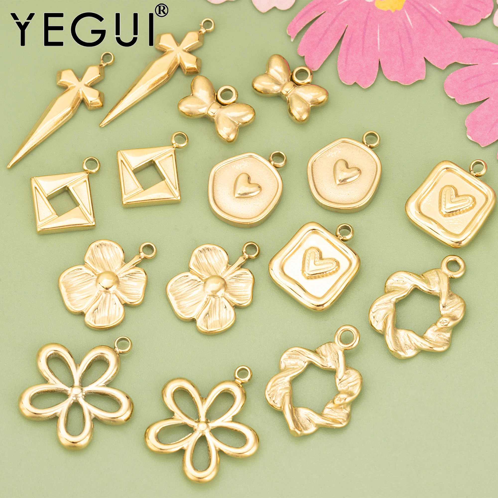 YEGUI-Accesorios de joyería MF06, acero inoxidable 316L, sin níquel, hechos a mano, dijes, fabricación de joyas, colgantes diy, 4 Uds./lote