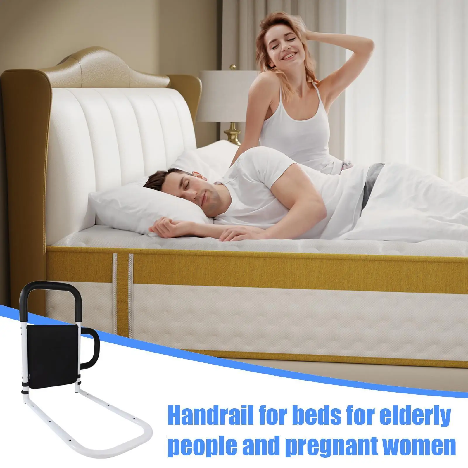 

Bedside Rails For Seniors Non-Slip Grab Assist Bar Bed Guard Rails With Storage Pocket For Adults Elderly Home Hospital Patient