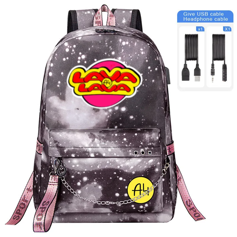 

"LAVA LAVA" А4 Boy Girl School Bags Merch A4 For Kids Student Backpack Teenager USB Charging Book Bag Mochila Travel Bag