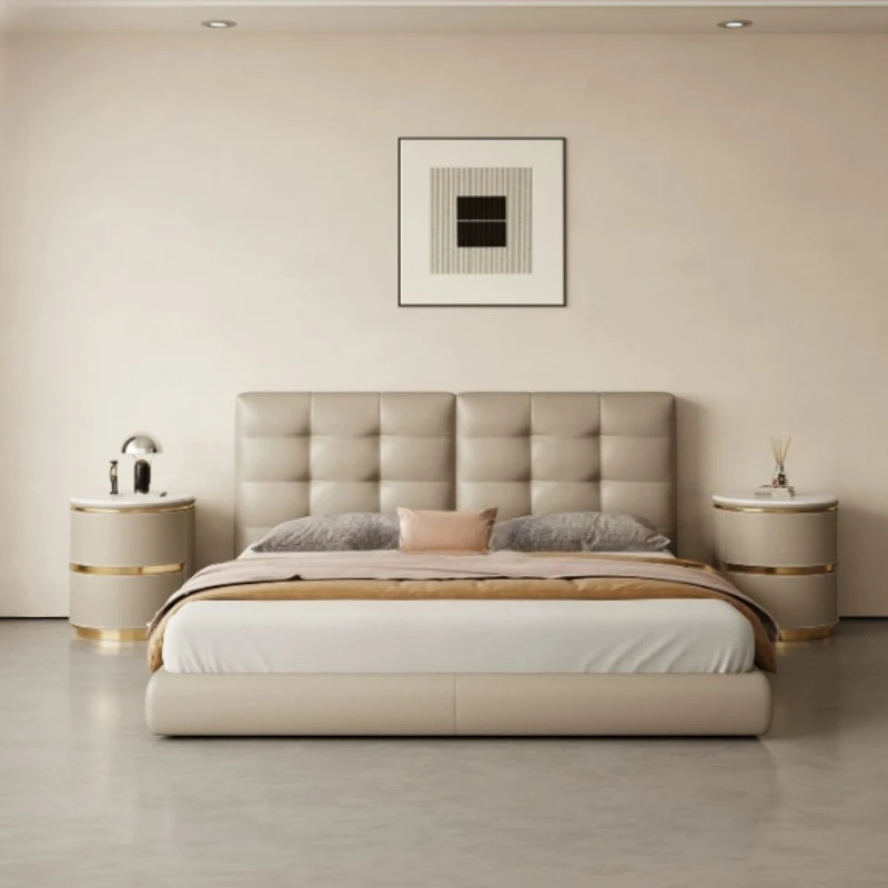 Solid Wood Khaki Nightstands Italian Aesthetic Luxury Salon Nightstands Side Drawer Dresser Tables De Nuit Living Room Furniture