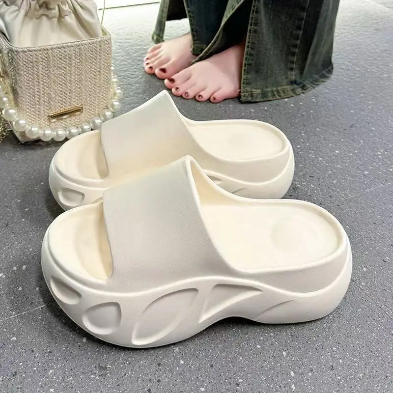 

2025 New Women Sandals Women Slippers Black Wedge Platform Open Toe Women Orthopedics Thick Bottom Beach High Heels Slides