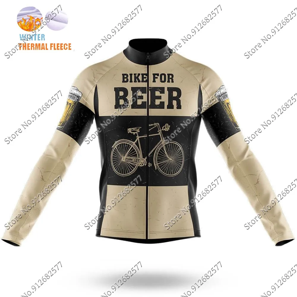 2024 Bike For Beer Cycling Jersey Long Sleeve Retro Winter Clothing Race Road Bike Shirts Bicycle Tops MTB Uniform Maillot