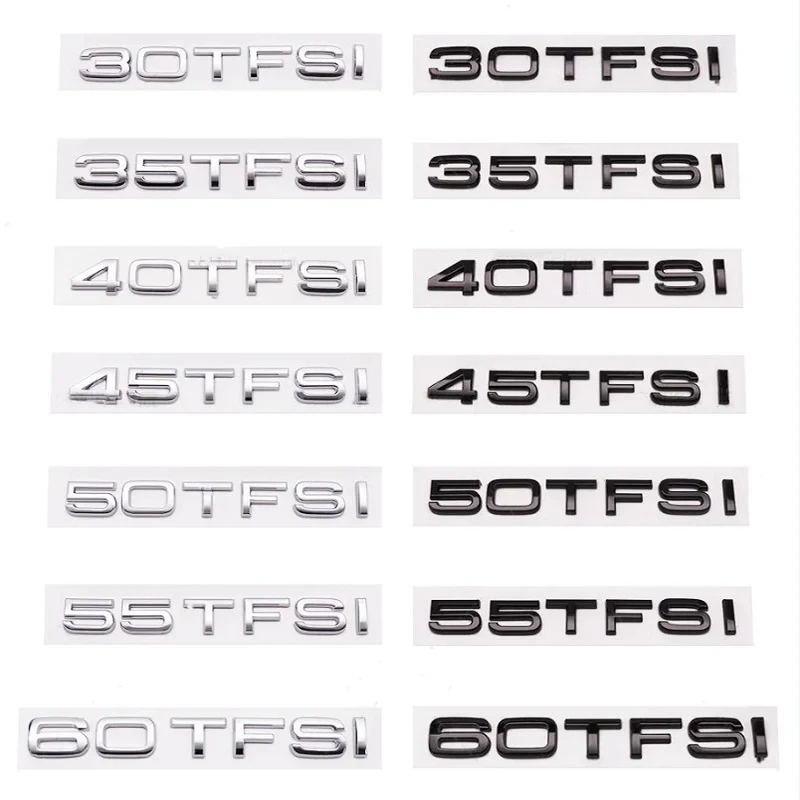 3D ABS Car Rear Trunk Logo Sticker 2.0 3.0 4.0 30 35 40 45 50 55 60 TFSI TDI V6T 2.0T For Audi A1 A3 A4 A5 A6 A7 A8 Q2 Q3 Q5 Q7