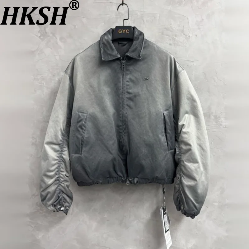 

HKSH Techwear Waste Land Vintage Patchwork Embroidered Jacket Men Winter Personality Trend Down Jacket Loose Casual Coat HK14858