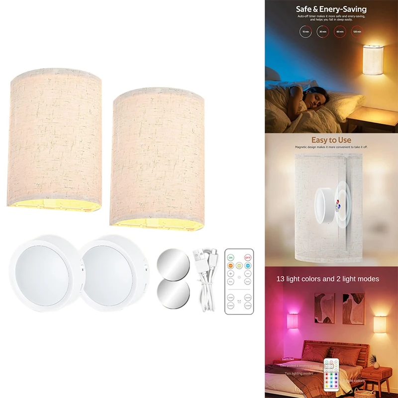 

Wall Sconces Rechargeable 3 Colors Changeable Dimmable Wall Lights With Remote Control Wall Lamp For Bedroom Living Room Durable