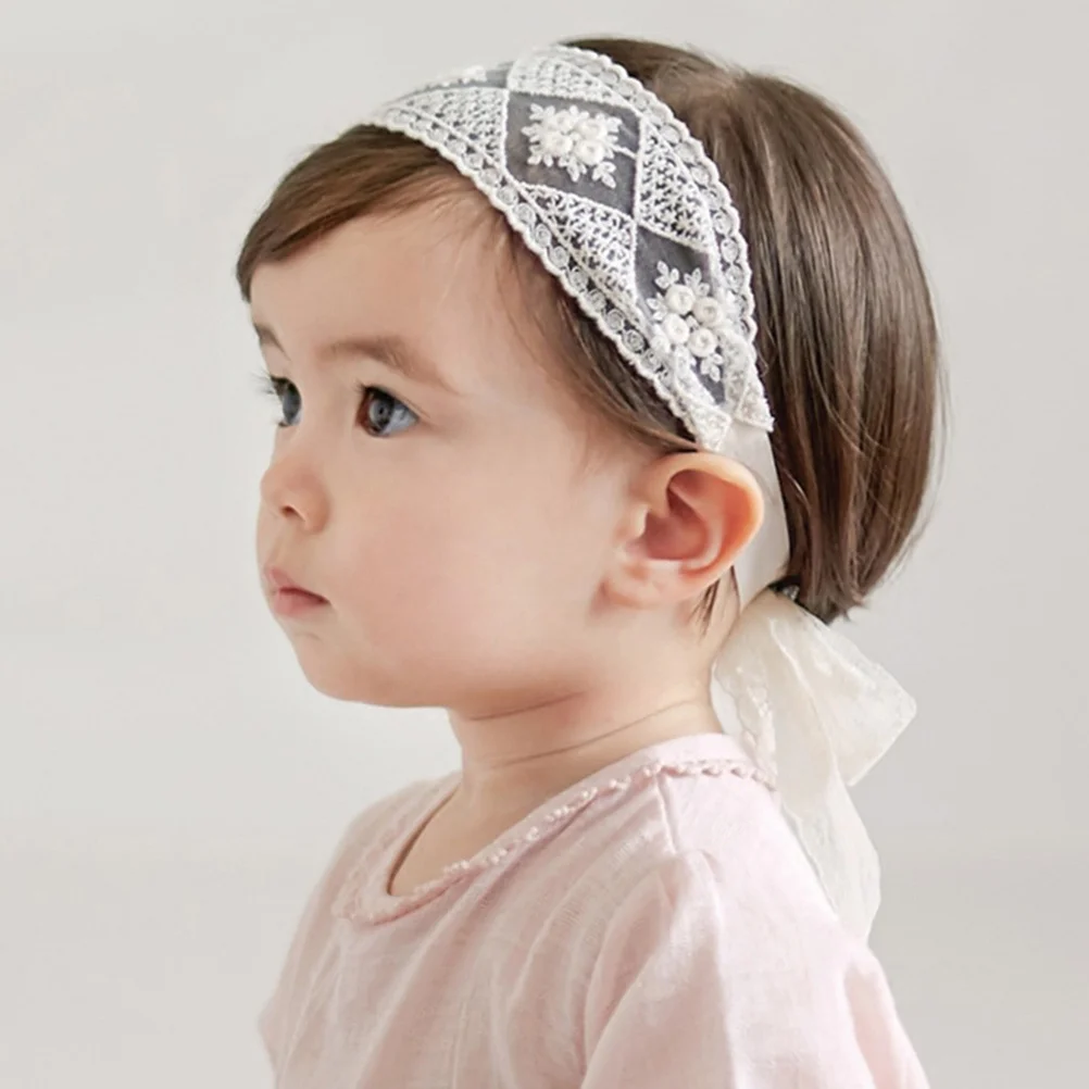 

2Pcs Baby Princess Lace Headbands Soft Cotton Adjustable Hair Bands for Newborn Infant Photo Props Birthday Shower Accessories