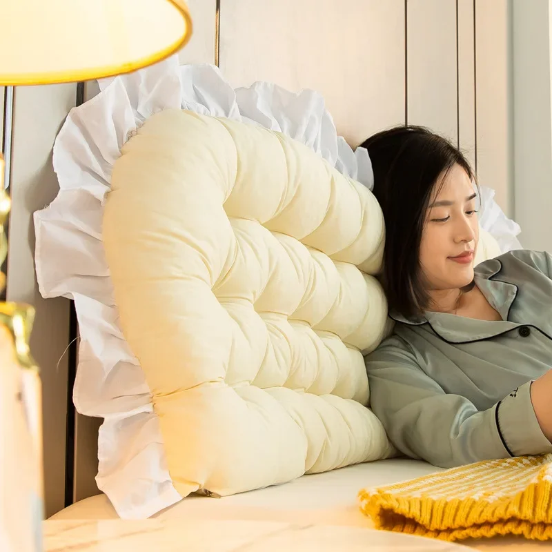 Floral Sided Bed Back Cushion Fixed Straps Student Dorm Pillows No Filling Shift Headboard Cushion Bay Windows Soft Cushions