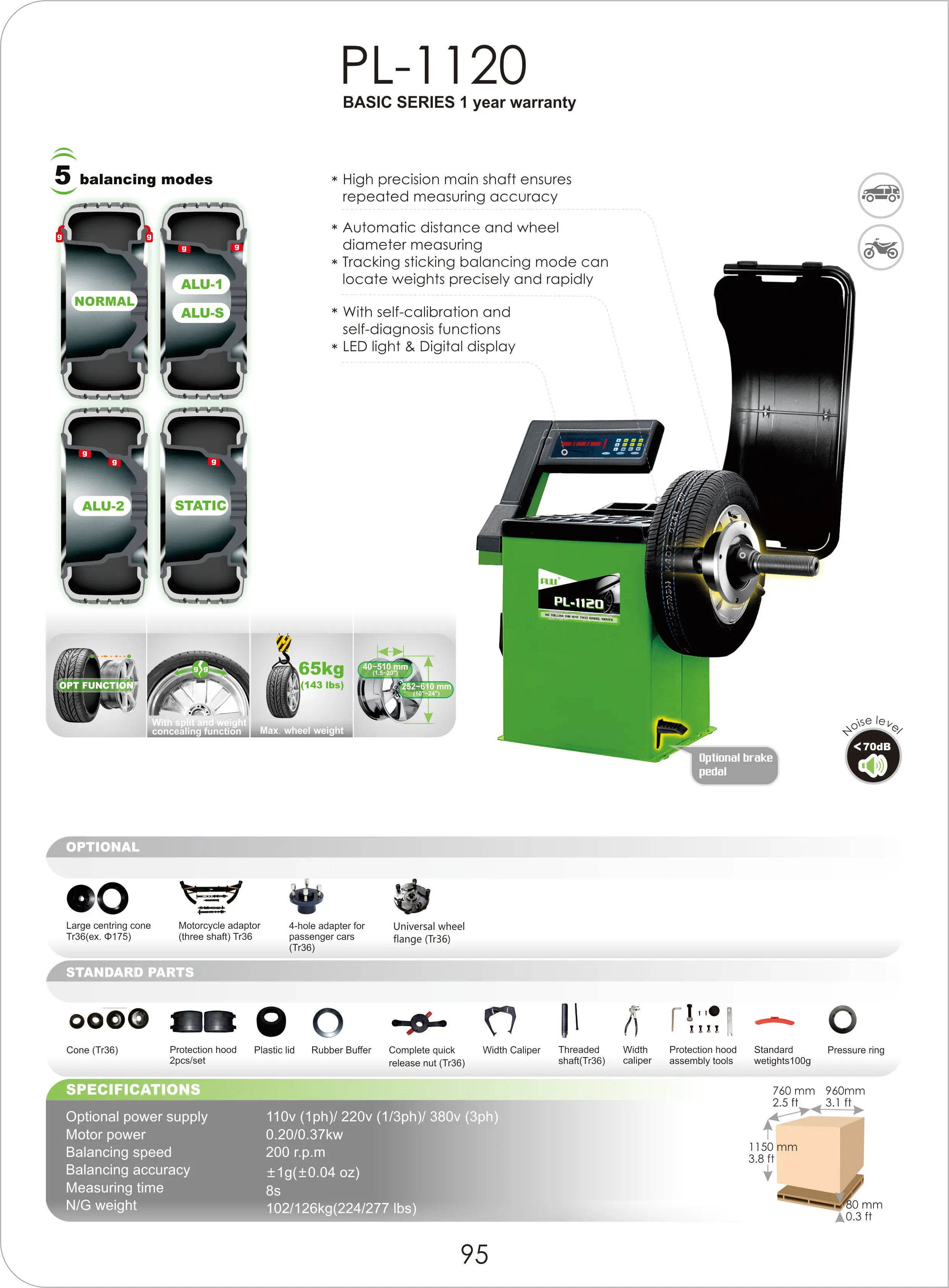 Macchina portatile per il cambio dei pneumatici e l'equilibrio delle ruote PL-1120 per apparecchiature di allineamento delle ruote