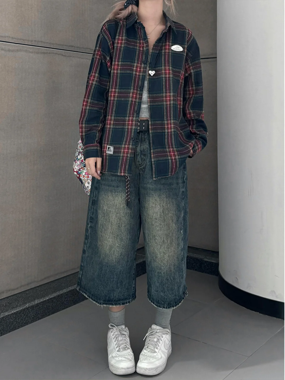 

Blue Plaid Long Sve Men's irt Autumn Spring Cleanfit Couple's Outerwear Breathable Moisture ng Japanese Retro Sle