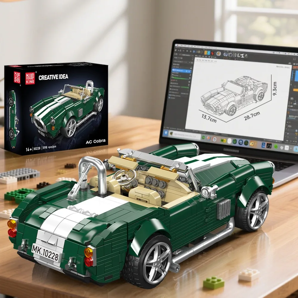 Mould King 10228 Classic Convertible Sports Car AC Cobra Building Blocks Model Vintage Vehicle Educational Toy for Kids Adults